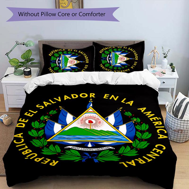 3pcs flag of El Salvador pattern bedding set duvet cover set includes duvet cover &pillowcases, perfect all season bedroom decoration & gift