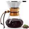 FGIUKC Coffee Coffee Stainless Steel Reusable Coffee Drip 600ml Graduations Coffee Hand Drip Set for Coffee Server Cafe Server, Heat-Resistant Glass,