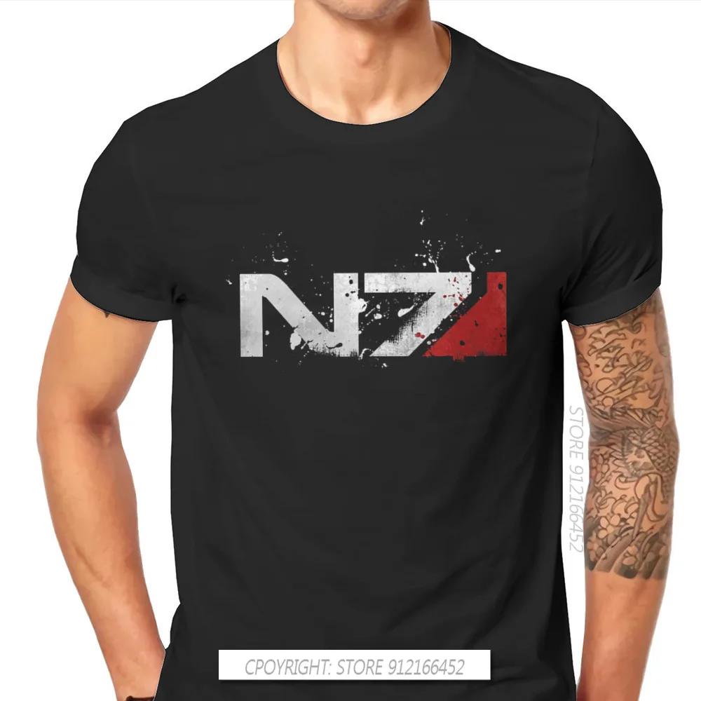 Игровая футболка Mass Effect с принтом N7 Классическая Альтернативная Высококачественная Футболка Большого Размера С Круглым Вырезом Мужские Футболки 100% Хлопок Топы Т...
