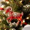 Durable Hanging Collection Acrylic Goat Christmas Tree Pendant, Decorative Ornament with Xmas Pendant Rhinestone, Golden Cord for New Year Party