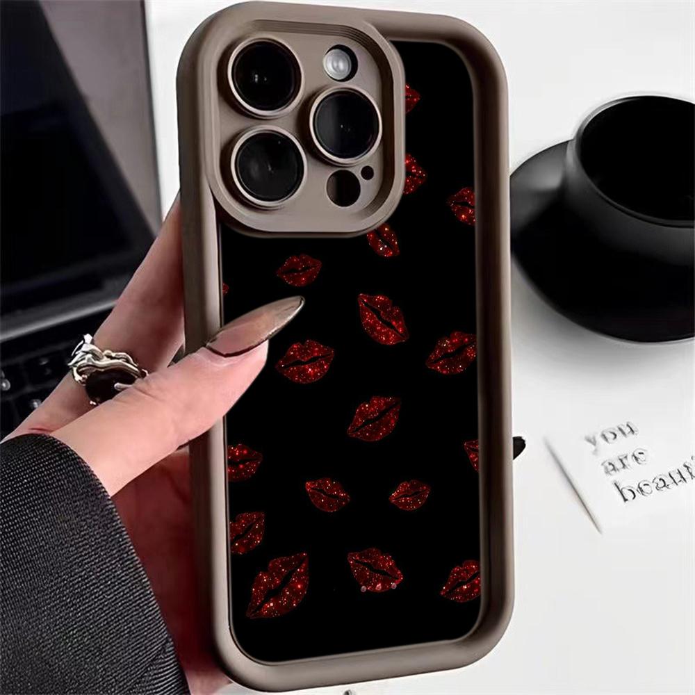 LZ23 Lips Kiss Heart Design Art Silicone Phone Case for iPhone 11 13 14 15 16 Pro Max 7 8 16 Plus 12 Mini XS Max XR Shockproof Back Cover