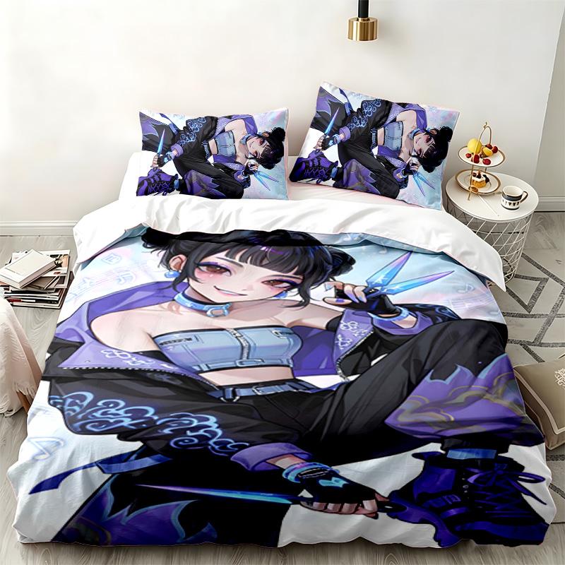 Kpop demon hunters 3pc set Perfect for bedroom use Comfortable bedding set includes a duvet cover and two pillowcases Ideal birthday or Christmas gift