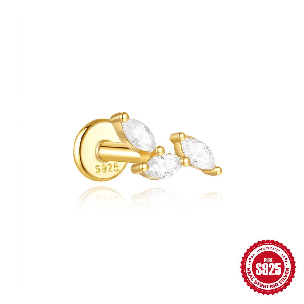 S925 Tremella Decoration Женские серьги-гвоздики из стерлингового серебра с простым темпераментом и маленьким цирконием с плоским дном Серьги-подвески с темпераментом