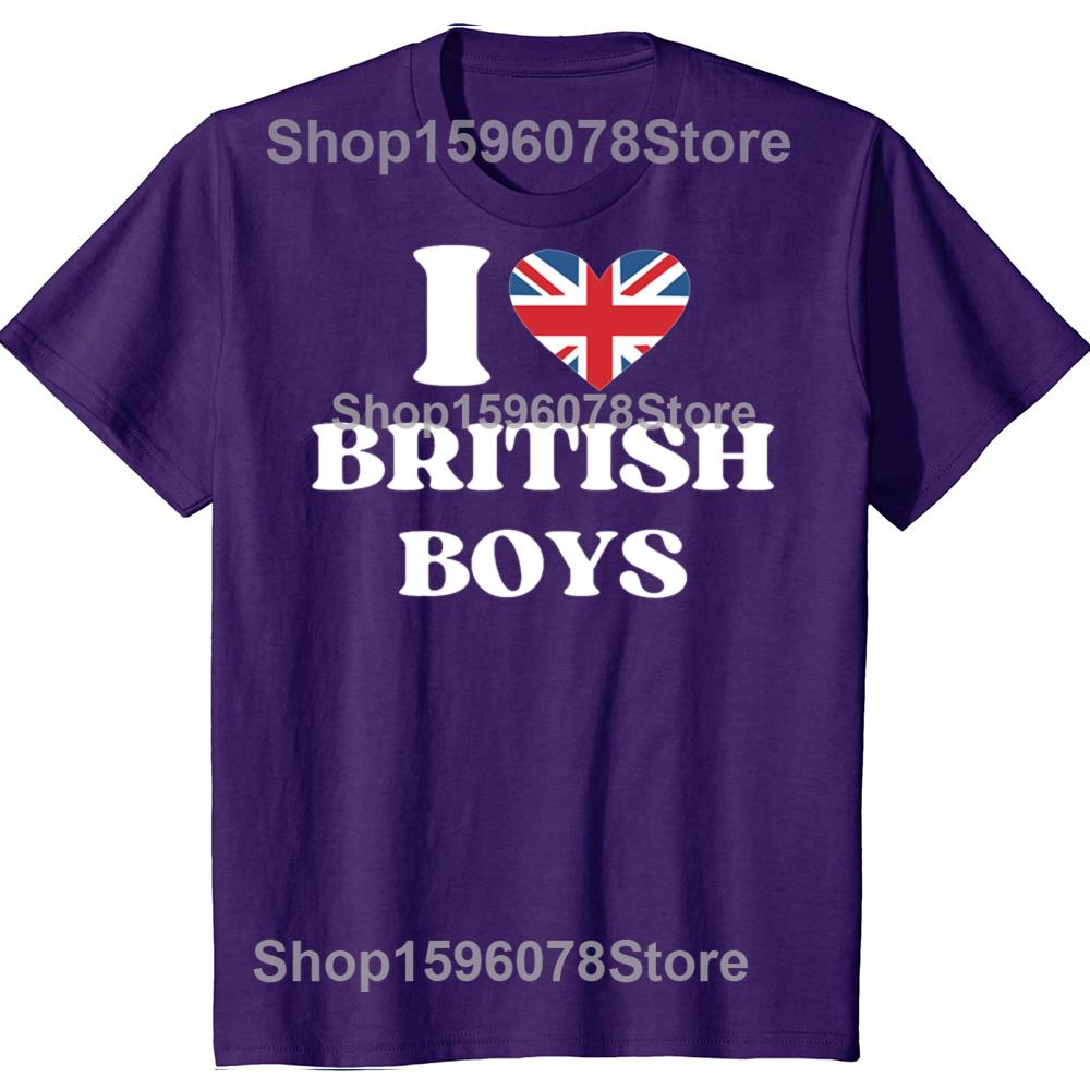 Смешные графические футболки I Love British Boys для мужчин и женщин, 100% хлопок, с юмором, уличная одежда, футболка с коротким рукавом, унисекс, свободная одежда