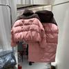 2024 зима новый пуховик женский короткий контрастный цвет воротник стойка свободный модный теплый хлеб куртка
