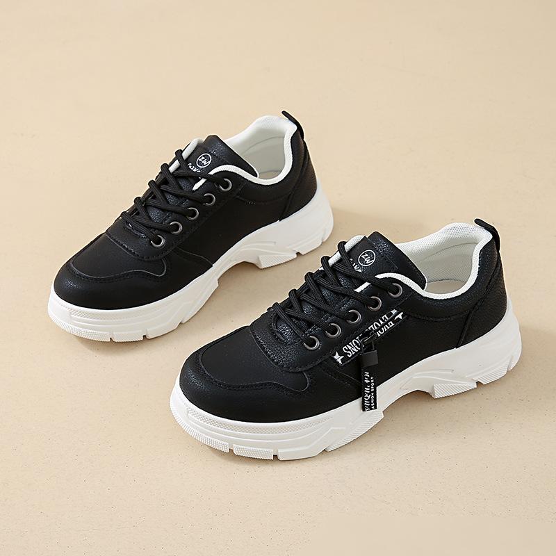 Platform white shoes women's 2025 new spring Martin leather versatile sports shoes female students Korean version of casual board shoes