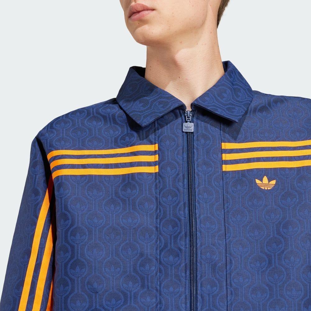 adidas Оригинальная мужская куртка-поло в стиле 70-х годов с модным принтом и длинными рукавами в американском стиле в полоску, ночная куртка-индиго JN5959