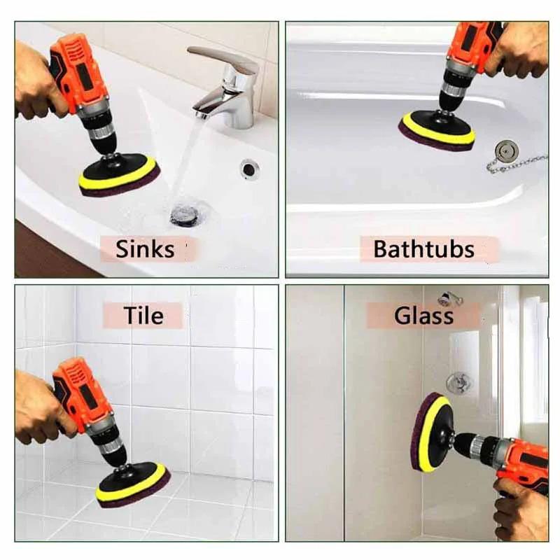 3pcs Drill Brush Attachment Set Power Scrubber Brush With Drill Scrub Brush For Cleaning Showers Tubs Bathroom Tile Grout Carpet