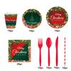 Christmas Party Tableware, Family Gathering Disposable Plates, Napkins, Cups, Decorations