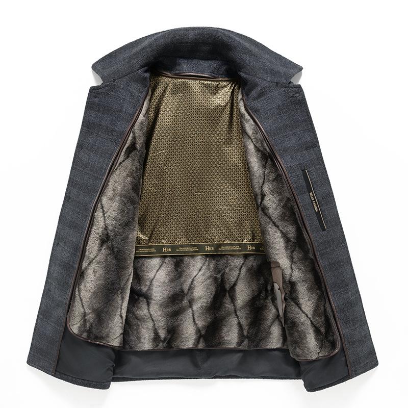 Клетчатое шерстяное пальто мужское пуховое утепленное съемное пальто шерстяное пальто для пап среднего и пожилого возраста