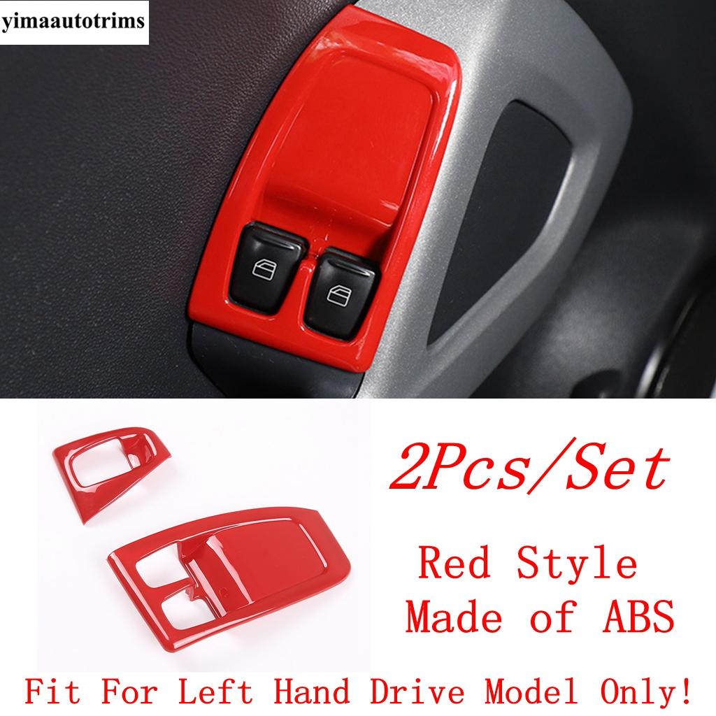 Red Hand Brake / Steering Wheel / Window Lift / Handle Bowl / Warning Lamp Cover Trim Accessories For Smart Fortwo 451 2009-2015