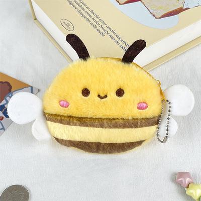 Плюшевый кошелек для монет Blush Bee, кулон, мультяшная сумка для хранения наушников, портативная сумка для помады, футляр для ключей