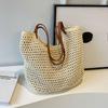 Casual Hollow Single Shoulder Cotton Thread Woven Bag New Lazy Style Hand-woven Bag Seaside Vacation Beach Bag Women's Bag