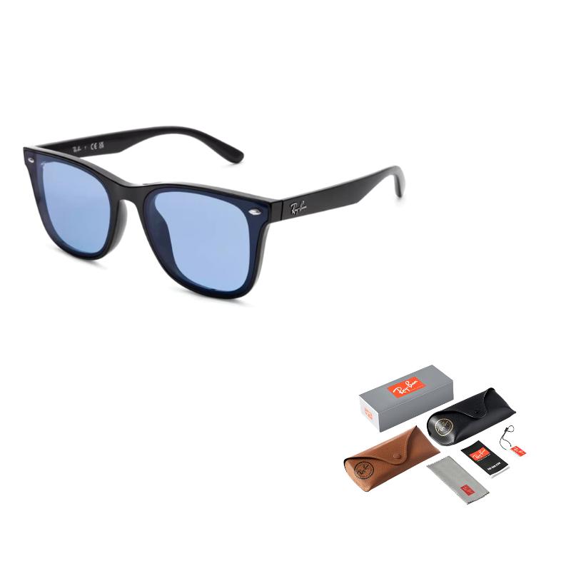 RayBan Оправа с гравировкой на дужке Прямоугольные Солнцезащитные очки Унисекс Пара Черные
