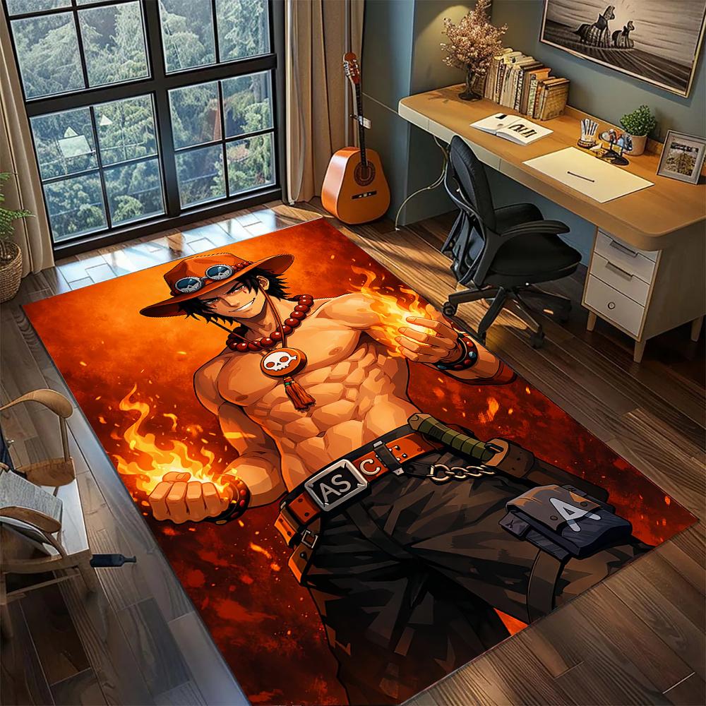 One Piece ASL Brothers Luffy Ace Sabo Rug Carpet Large Area Rug Non Slip Washable Floor Mat Gamer Room Bedroom Home Decor