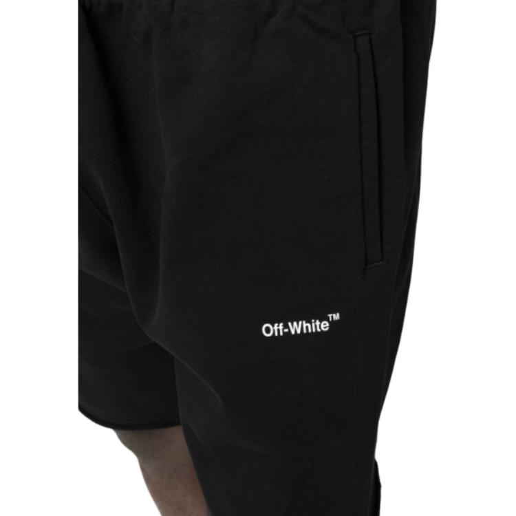 Off-White Спортивные шорты с одним карманом со стрелкой, черные/белые, мужские, уличная одежда OMCI012C99FLE0031001