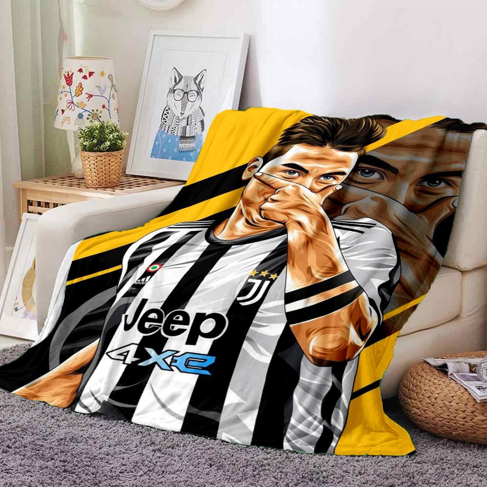 Juventus Soccer Player Art Portrait Print Flannel Blanket Soft Warm Throw Blanket Football Fan Sofa Bed Home Decor