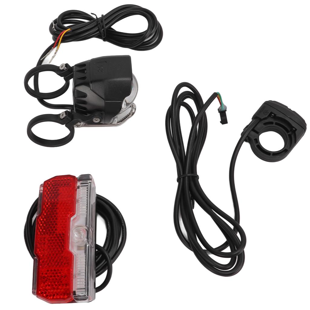 24V 36V 48V Electric Bike Front and Rear Light Set Headlight and Tail Light with Horn Kit