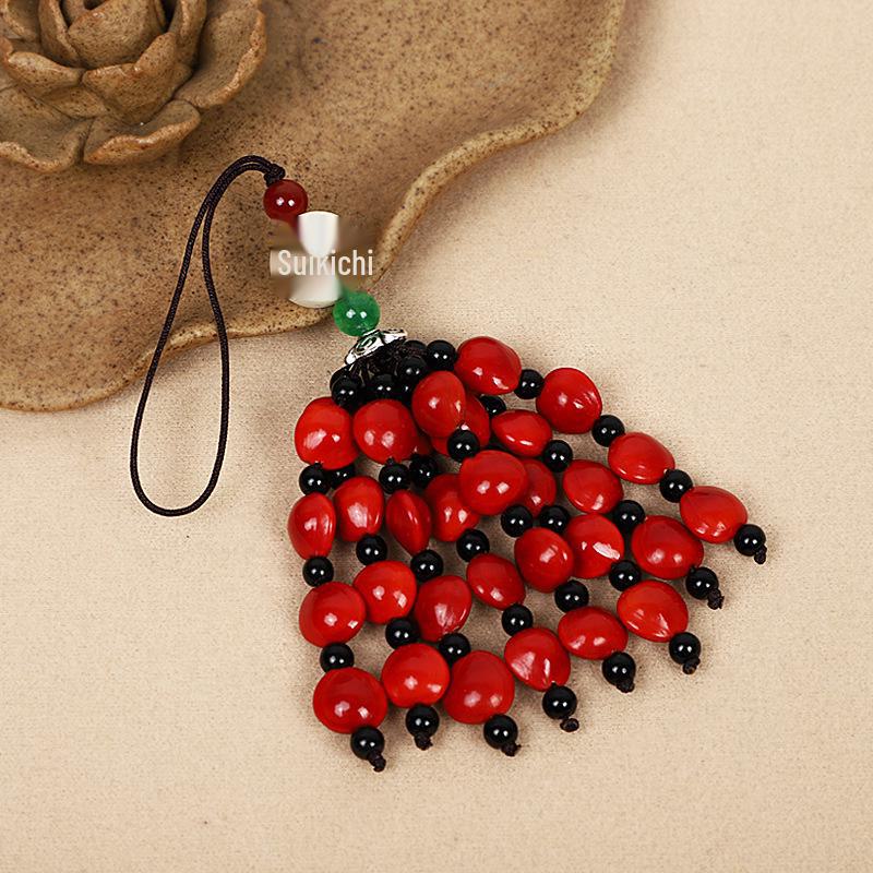 Red Beans & Acacia Bean Bodhi Phone and USB Drive Pendants, Zodiac-Themed Gifts