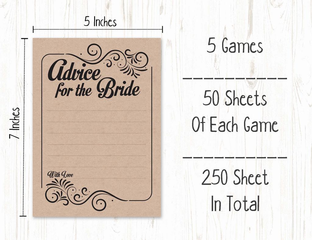 Inkdotpot Fill In Style Kraft Theme Bachelorette Party Games Set of 5 (Activities for 50 Guests) Fun Bridal Shower Games Set Bundle