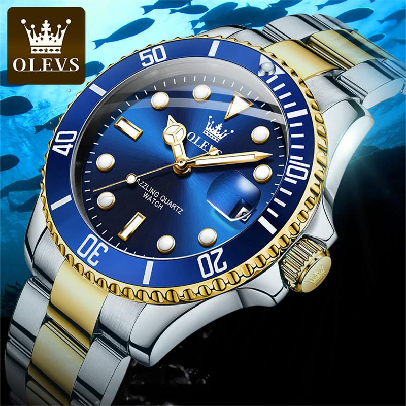 OLEVS Luxury Sport Man Watch Military Waterproof Luminous Date Week Men Watch Stainless Steel Quartz Men's Watches Male Clock