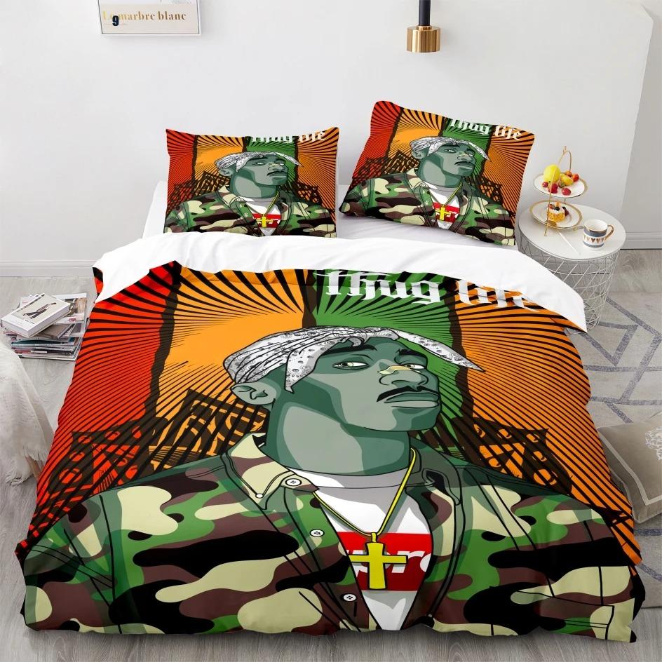 Новый комплект постельного белья Tupac 2 Pac Односпальный Twin Full Queen King Size Tupac 2 Pac Комплект для кровати Взрослые Мальчики Кавайные Комплекты с пододеяльником 3D