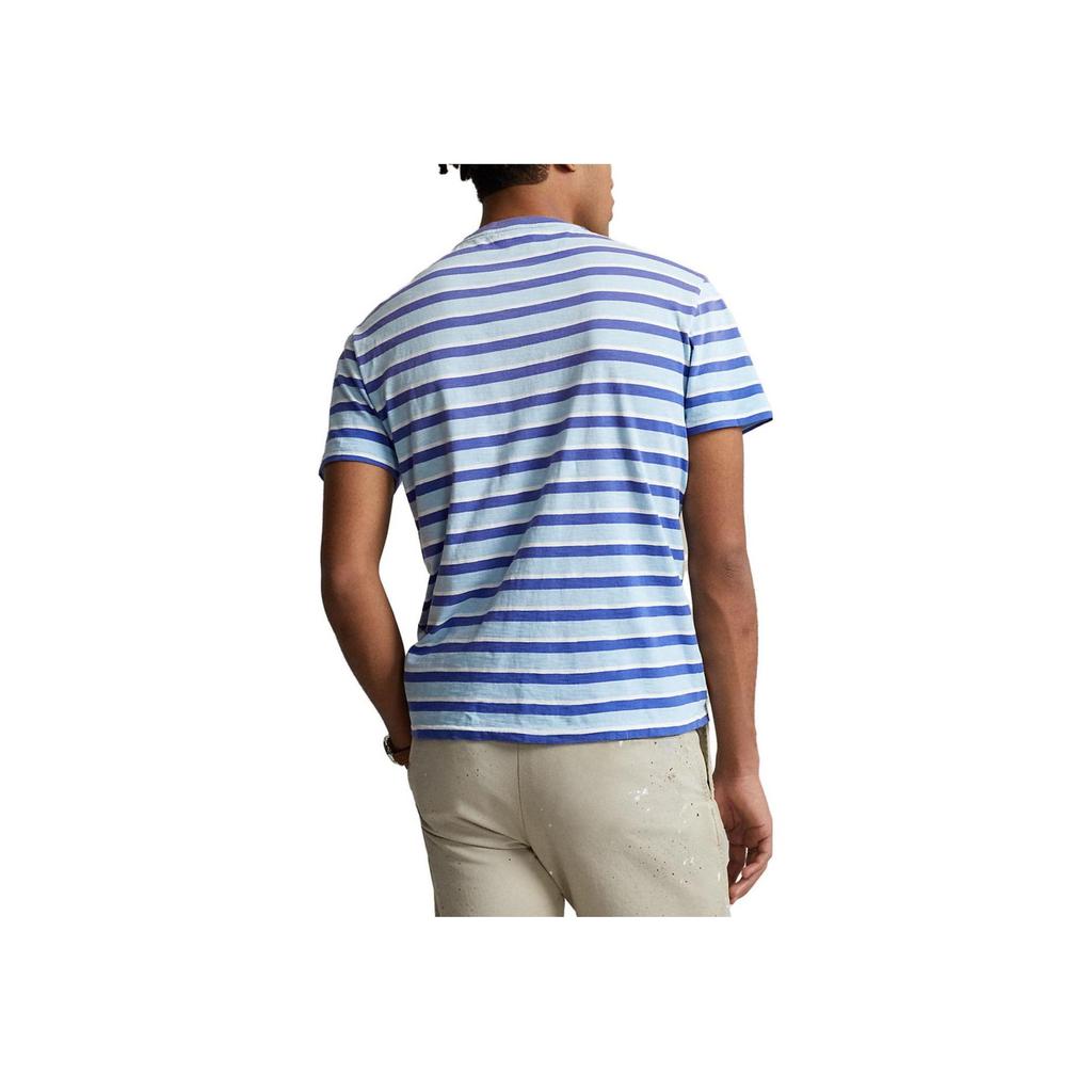 Мужская футболка Polo Ralph Lauren в полоску с круглым вырезом и коротким рукавом Топы Синий MNPOTSH1N821843-400