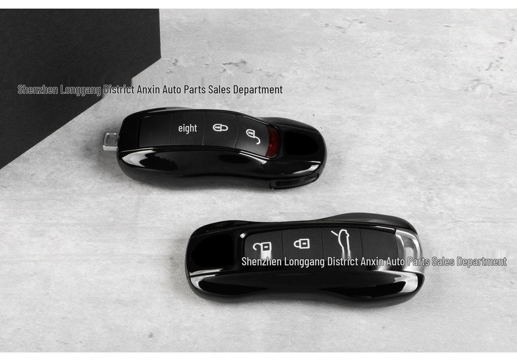 Совместимый корпус ключа для Porsche Cayenne, Panamera, Macan, 718 Cayman - Черная ветровая версия