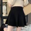 Skater Skirt Solid Color High Waist Women A-Line Skirt Large Hem Design Autumn Winter Mini Skirt Daily Wear