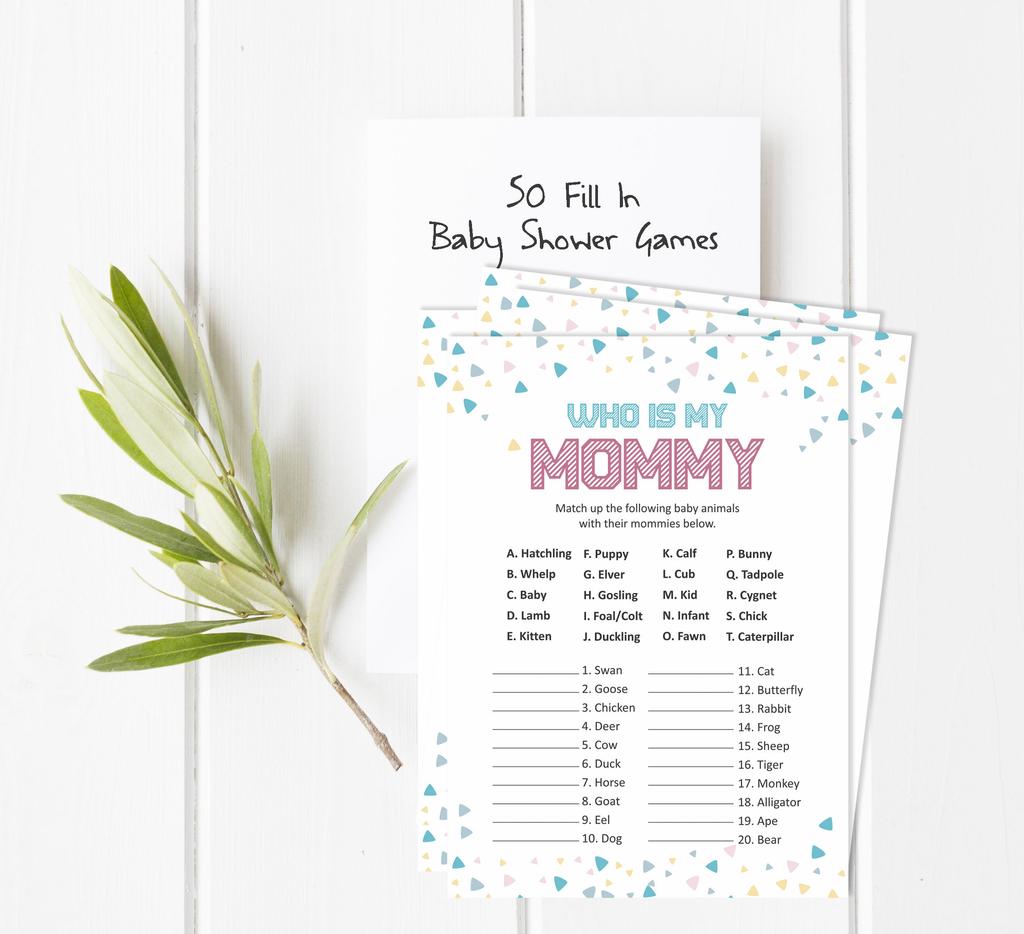 Inkdotpot Gender Reveal Baby Shower Game Set Of 50 BabyA AlphabetA ABCA Game Ita s A Boy Ita s A Girl Party