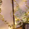 2m LED Gold Color Leaves String Lights for Wedding Birthday Party Decoration Home Wall Decor Outdoor Garden Artificial Plant Vine Light