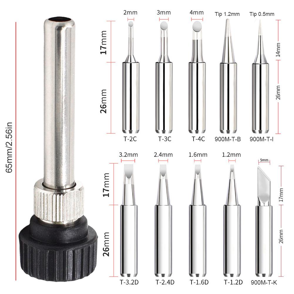 11 Pcs Soldering Iron Tips with Welding Sleeve 900M Lead-Free Replaceable Soldering Tip Welding Tips Head Welding Station Tools