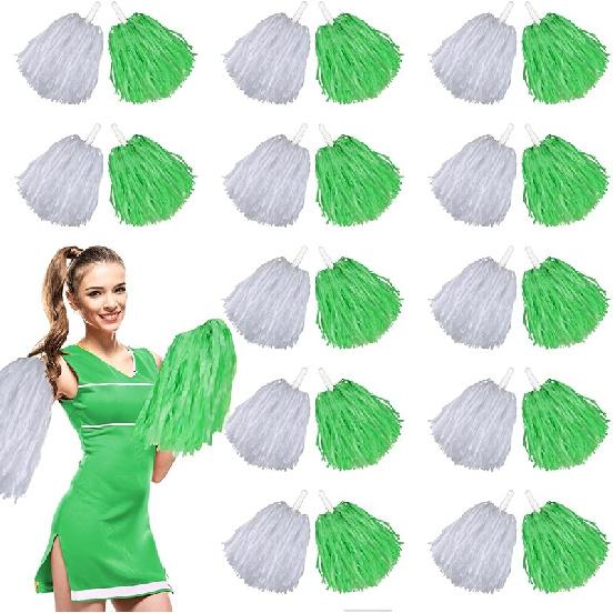 Chivao 24 Pcs Cheerleading Pompoms Plastic Pom Pom Handle Cheer Team Pompoms for Sports Dance Cheer Gameday Football Party Decorations,30 Grams
