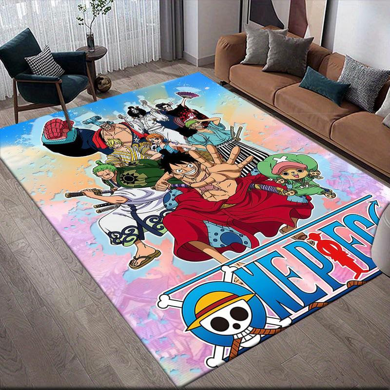 One Piece Straw Hat Members 2 Anti-Slip Floor Mat, Rectangular Carpet for Living Room & Sofa Zone