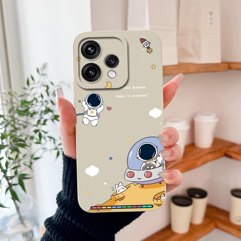 Чехол для телефона Oppo Reno 15 Pro Mini 15C 15F, милый астронавт, жидкий силикон, полное покрытие, защита от падения, Funda для Oppo Reno15 5G