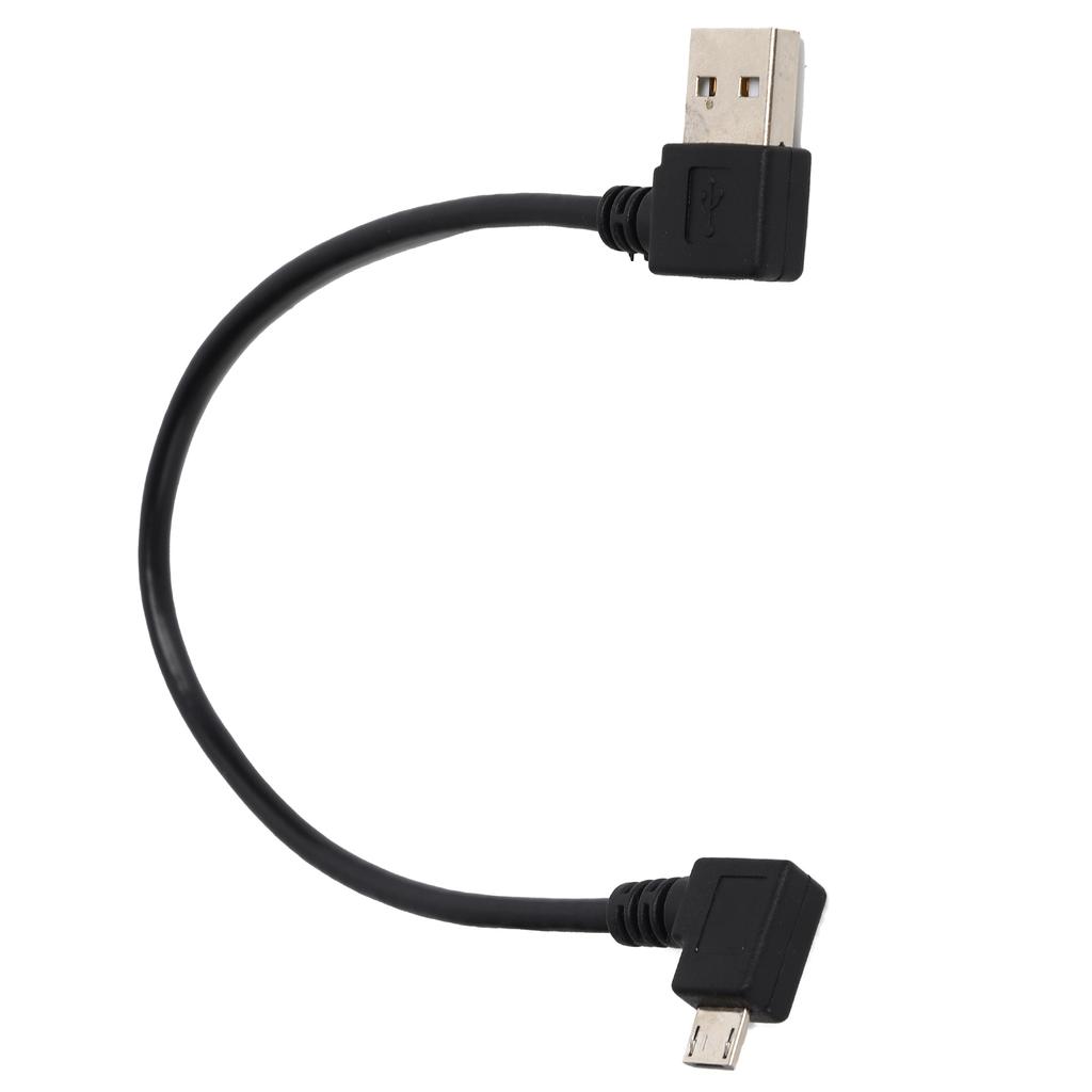 Кабель для передачи данных USB-A на Micro USB, штекер, угловой соединительный адаптерный кабель, 24 см, черный