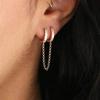 Huitan One PCS Sale Two Hole Piercing Earrings for Women Brilliant Crystal Zircon 3 Metal Color Chain Earring Party Jewelry