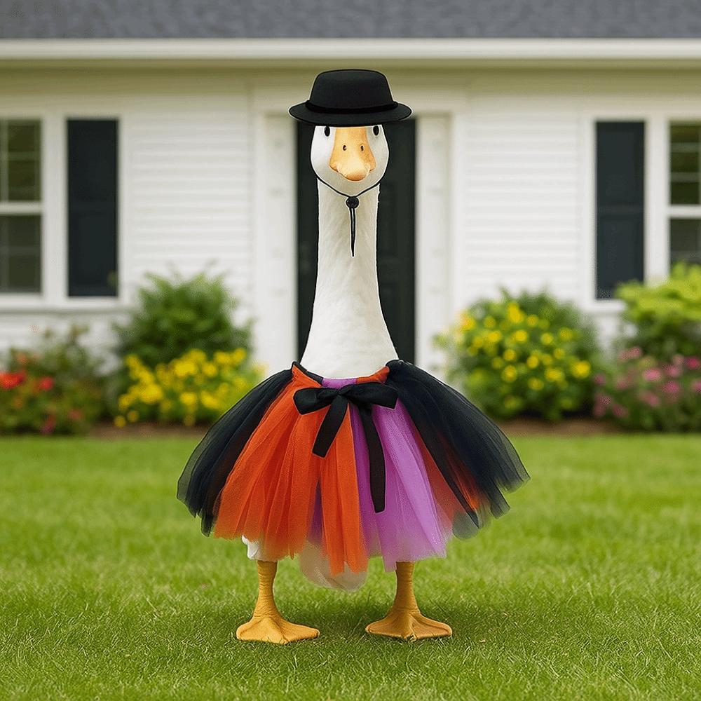 Creative Halloween Porch Goose Outfits Handcrafted Garden Goose Costume Garden Courtyard
