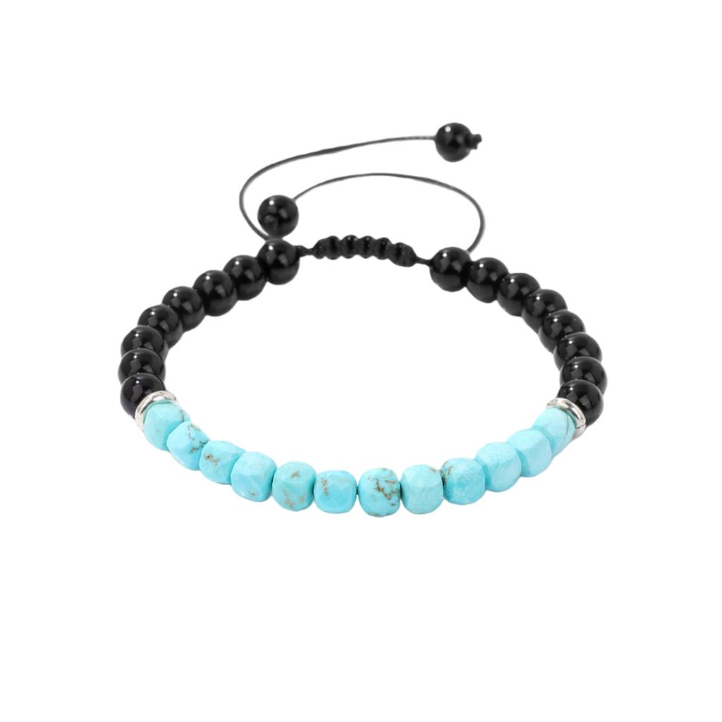 6MM Faceted Labradorite Crystal Adjustable Braided Bracelet Black Obsidian Round Bead Unisex Chakra Healing Woven Bangle Gift