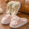 Bow Cotton Slippers Autumn and Winter Thick-soled Indoor Comfortable and Lightweight Plush Warm Plush Plush Cotton Shoes