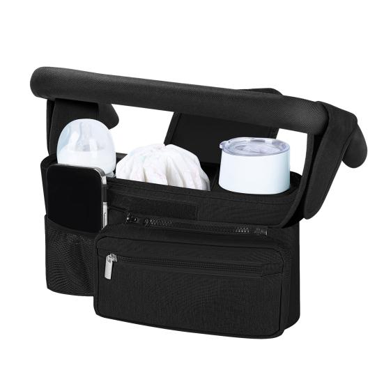 Stroller Storage Bag, for with Adjustable Straps, Waterproof Oxford Fabric Multi-Compartment Organize, for Baby Bottles Diapers Keys