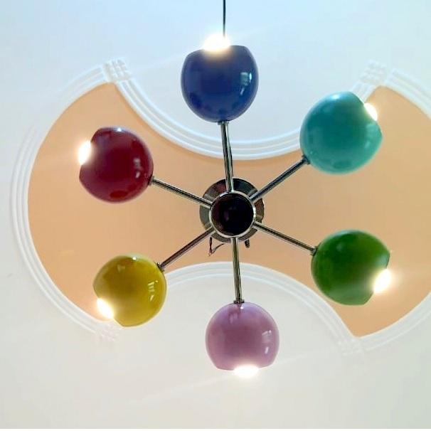 Современная радужная люстра | Потрясающий светильник «Спутник» с разноцветными шарами | Подвесной светильник в форме глазного яблока итальянского дизайна для столовой