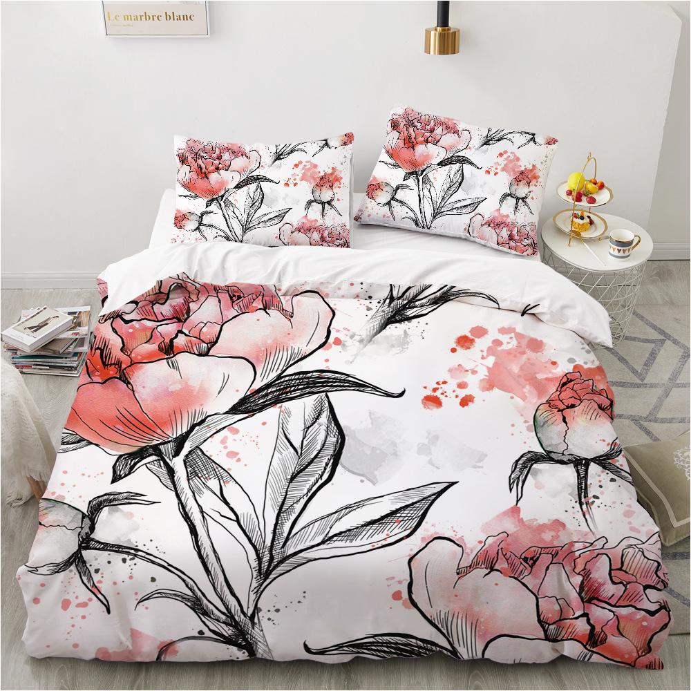 Комплект постельного белья с 3D-цветком для женщин и девочек, пуховый пододеяльник, наволочка 2/3 шт., кровать размера «king-size», роскошный домашний текстиль, комплект пододеяльников в подарок