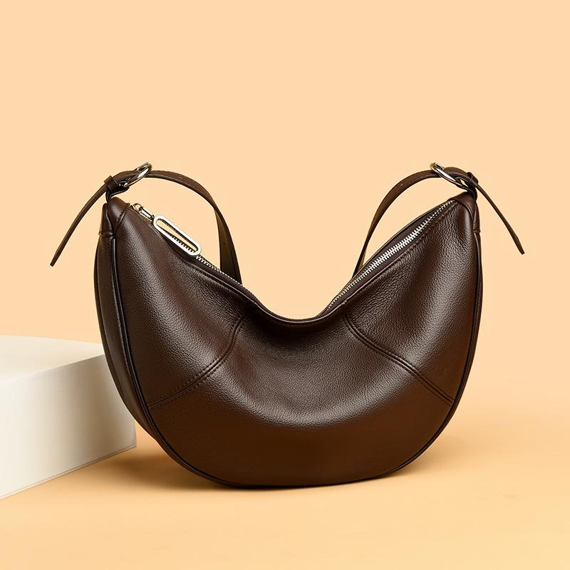 New Cowhide Messenger Women's Bag Light Luxury High-quality Texture Underarm Shoulder Bag Temperament Retro Versatile Dumpling Bag