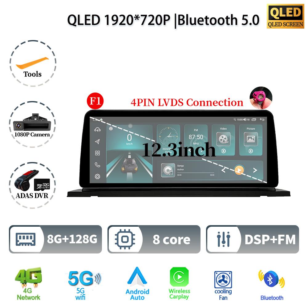 12,3" для BMW 5 серии F07 GT 2011-2017 Android 14 автомобильное радио мультимедиа стерео 4G GPS навигация WIFI беспроводной BT CarPlay экран