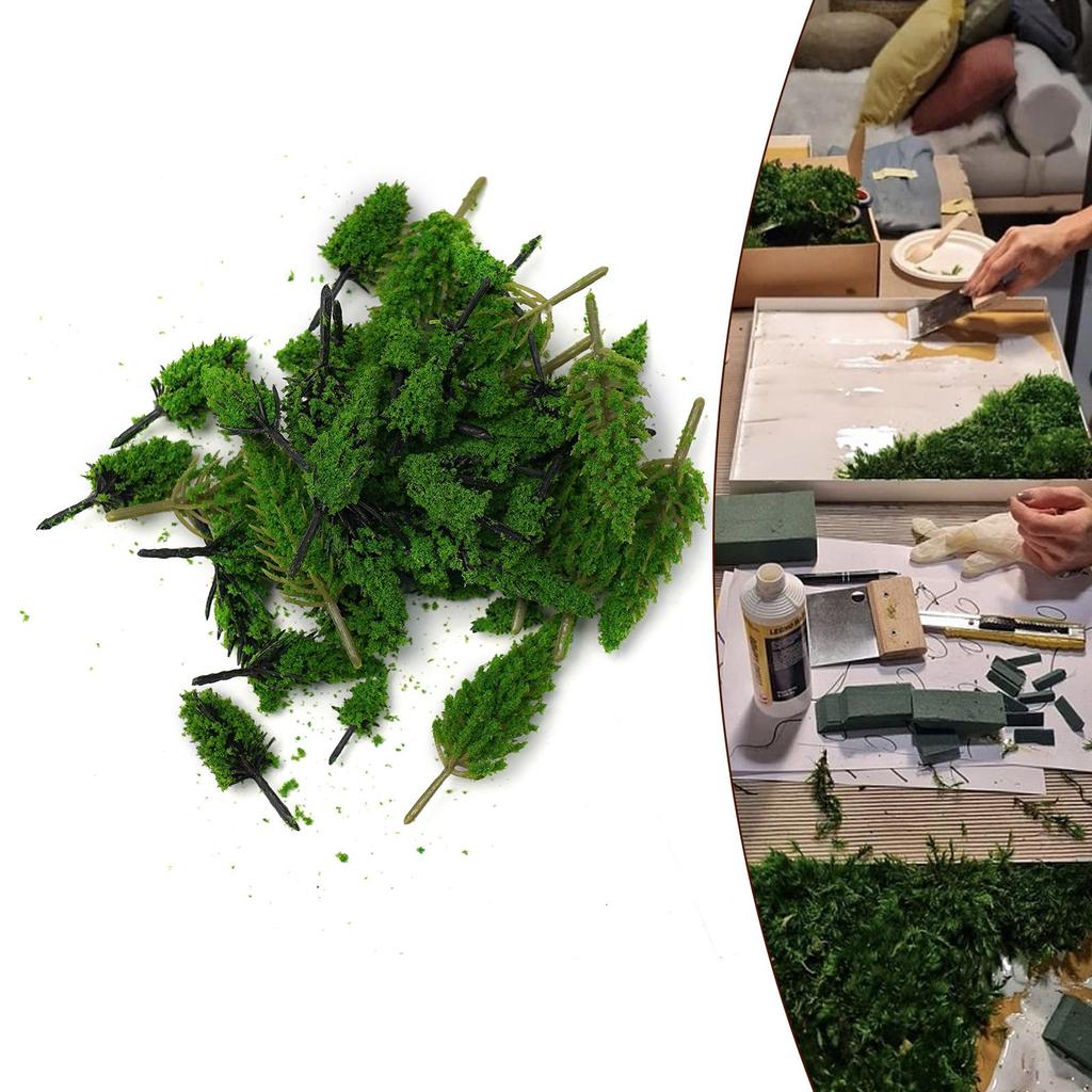 50Pcs Plastic Model Train Miniature Tree Scenery DIY Outdoor Landscape Railroad Building Accessory Sand Table Model Garden Decor