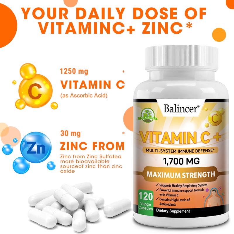 Vitamin C D3 Dietary Supplement, With Zinc, Ginger Root, 120 Capsules Per Bottle