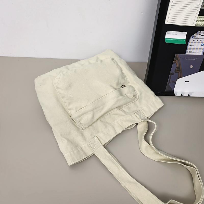 Tote Bag Women's Solid Color Large Capacity Shoulder Bag Student Canvas Underarm Bag
