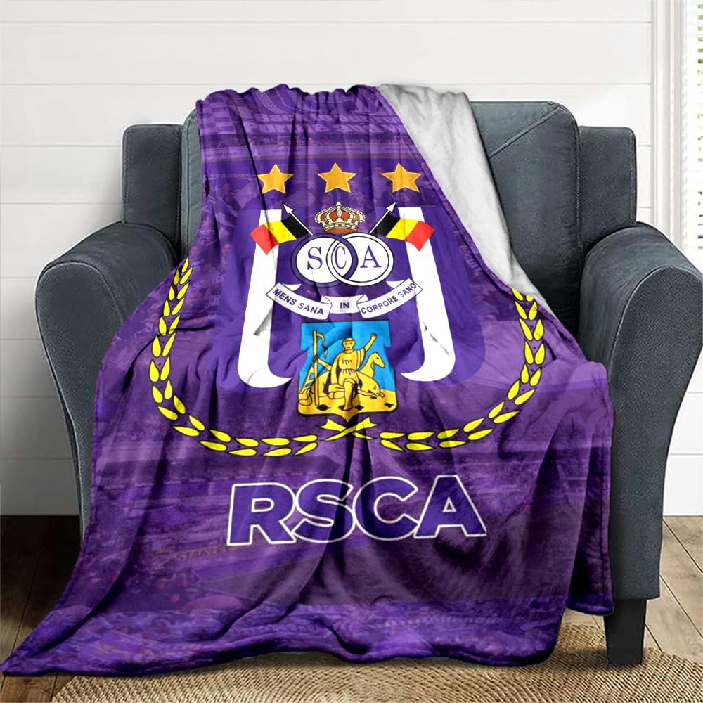RSC Anderlecht Print Flannel Blanket High Quality Warm Comfortable Cover for All Seasons Perfect for Gifts Home Decor