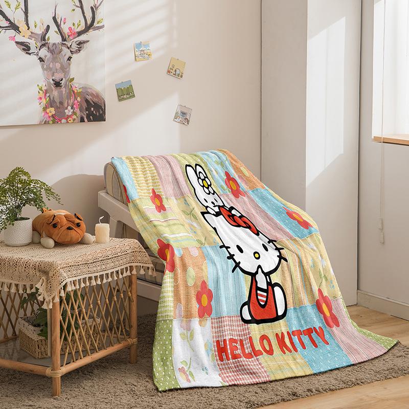 Мультяшный плед Hello Kitty из двухсторонней фланели с 3D цифровой печатью